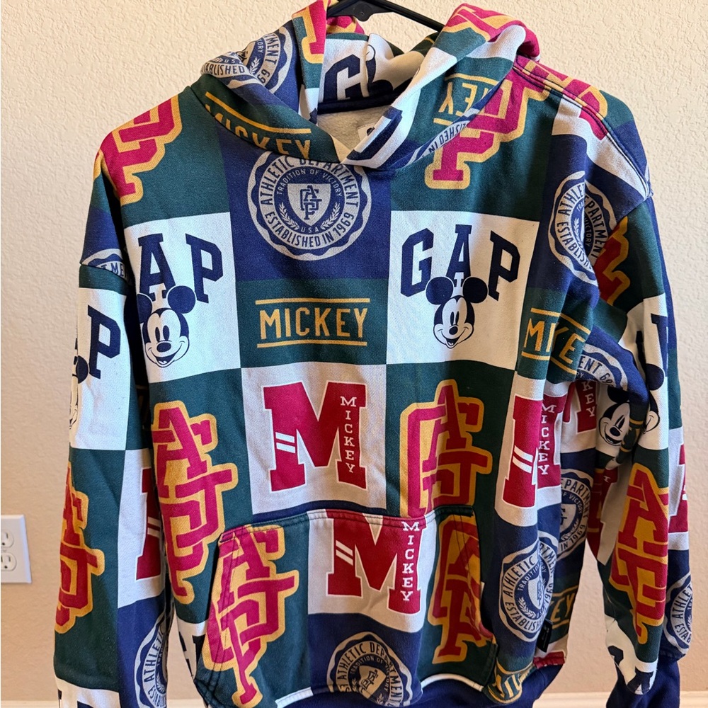 GAP Multicolor Mickey Patchwork Pullover Hoodie